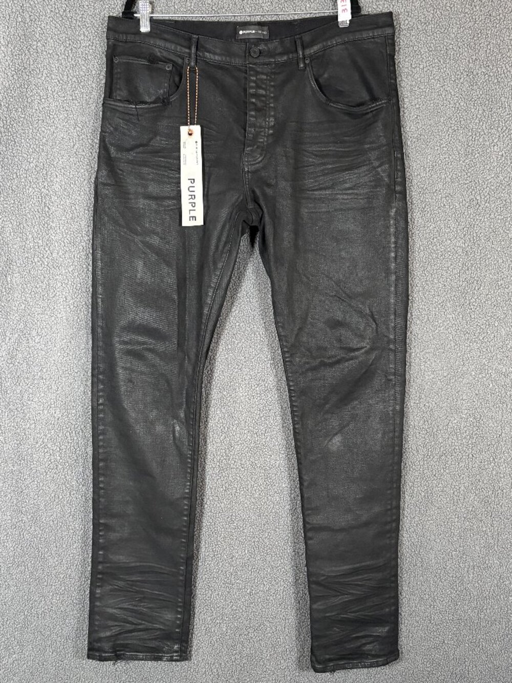 Purple Brand P001 Slim Fit Low Rise Waxed Jeans - Men's Size 40*35 - Black